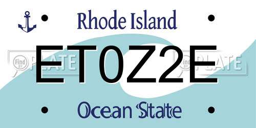 ET0Z2E Rhode Island License Plate