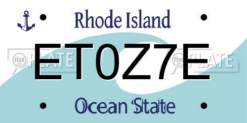 ET0Z7E Rhode Island License Plate