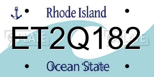 ET2Q182 Rhode Island License Plate