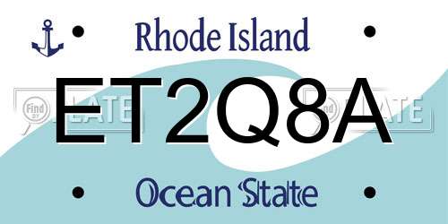 ET2Q8A Rhode Island License Plate