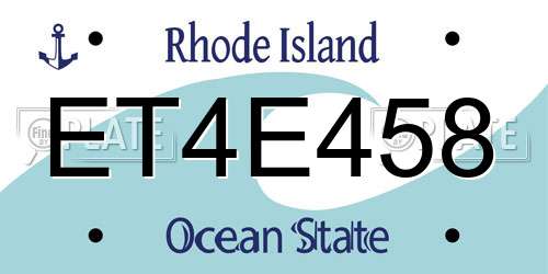 ET4E458 Rhode Island License Plate