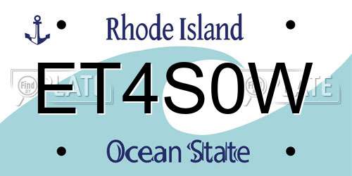 ET4S0W Rhode Island License Plate