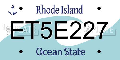 ET5E227 Rhode Island License Plate