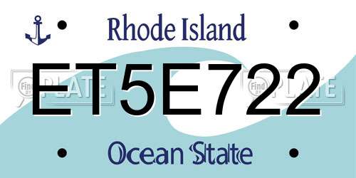 ET5E722 Rhode Island License Plate