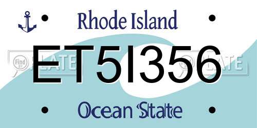 ET5I356 Rhode Island License Plate