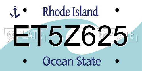 ET5Z625 Rhode Island License Plate