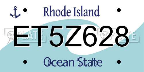 ET5Z628 Rhode Island License Plate