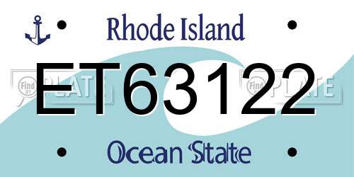 ET63122 Rhode Island License Plate