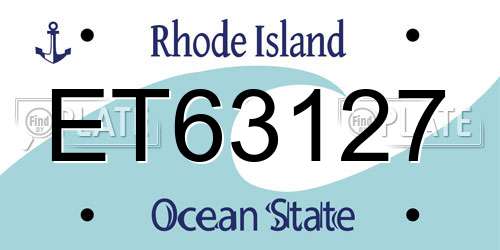 ET63127 Rhode Island License Plate