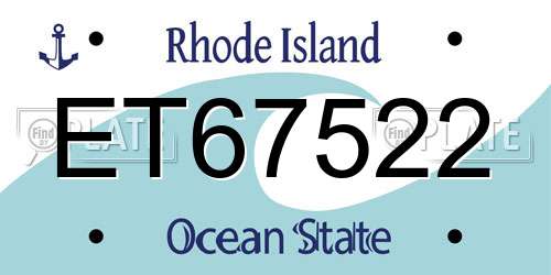 ET67522 Rhode Island License Plate