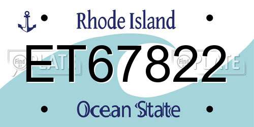 ET67822 Rhode Island License Plate