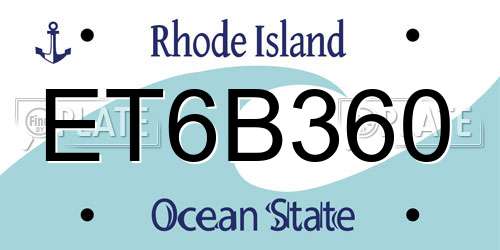 ET6B360 Rhode Island License Plate
