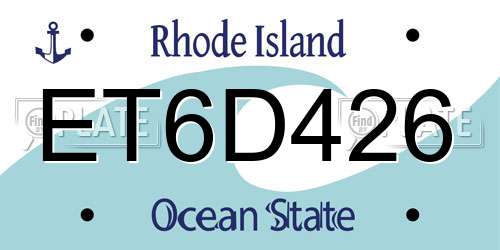 ET6D426 Rhode Island License Plate