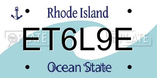 ET6L9E Rhode Island License Plate