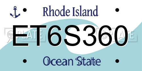 ET6S360 Rhode Island License Plate