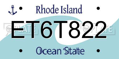 ET6T822 Rhode Island License Plate
