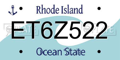 ET6Z522 Rhode Island License Plate