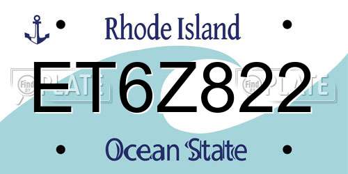 ET6Z822 Rhode Island License Plate