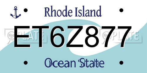 ET6Z877 Rhode Island License Plate