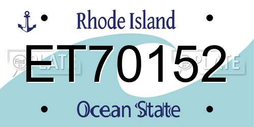 ET70152 Rhode Island License Plate