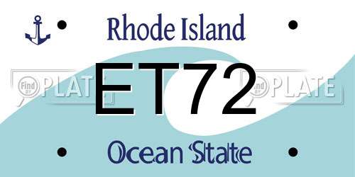 ET72 Rhode Island License Plate