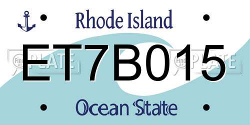 ET7B015 Rhode Island License Plate