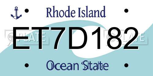 ET7D182 Rhode Island License Plate
