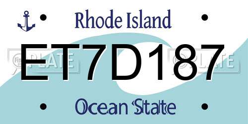 ET7D187 Rhode Island License Plate