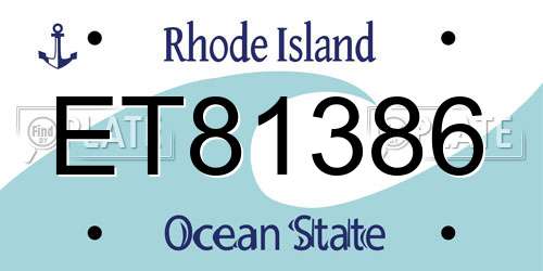 ET81386 Rhode Island License Plate