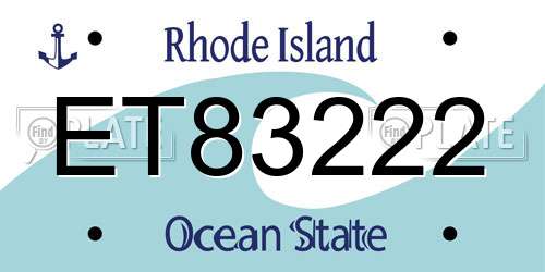 ET83222 Rhode Island License Plate