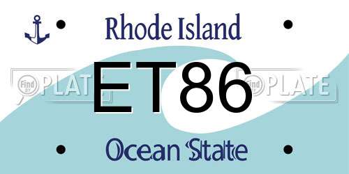 ET86 Rhode Island License Plate