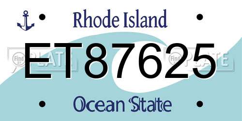 ET87625 Rhode Island License Plate