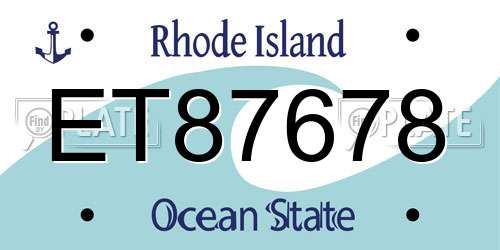 ET87678 Rhode Island License Plate