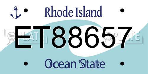 ET88657 Rhode Island License Plate