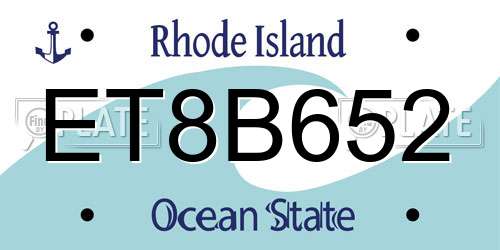ET8B652 Rhode Island License Plate