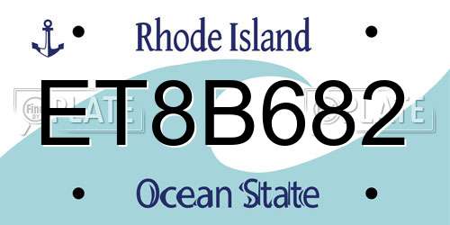 ET8B682 Rhode Island License Plate