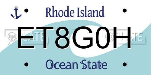 ET8G0H Rhode Island License Plate