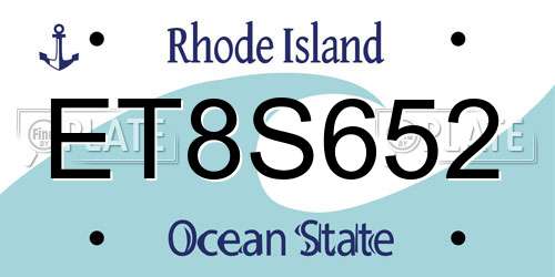 ET8S652 Rhode Island License Plate