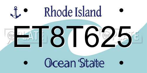 ET8T625 Rhode Island License Plate