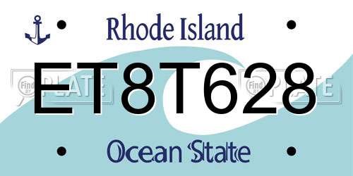 ET8T628 Rhode Island License Plate