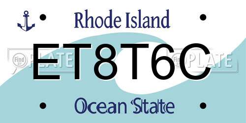 ET8T6C Rhode Island License Plate