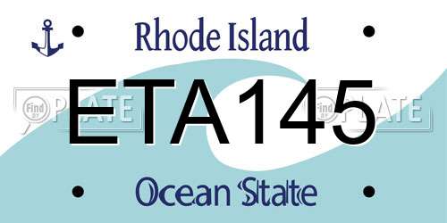 ETA145 Rhode Island License Plate