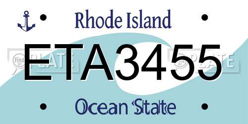 ETA3455 Rhode Island License Plate