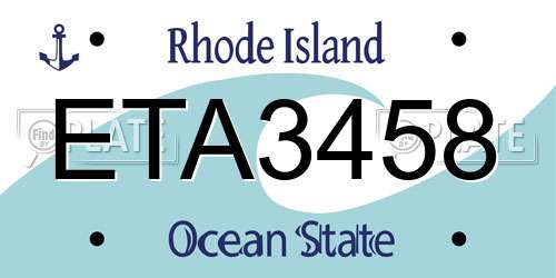 ETA3458 Rhode Island License Plate