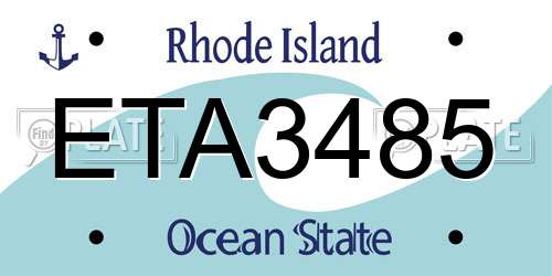 ETA3485 Rhode Island License Plate