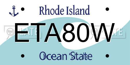 ETA80W Rhode Island License Plate