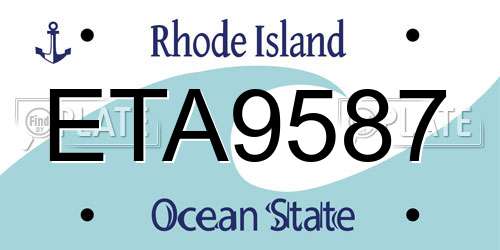 ETA9587 Rhode Island License Plate
