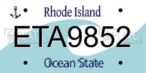 ETA9852 Rhode Island License Plate