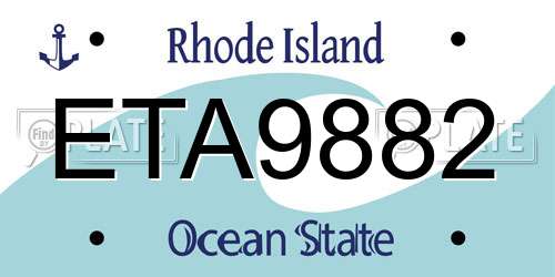 ETA9882 Rhode Island License Plate