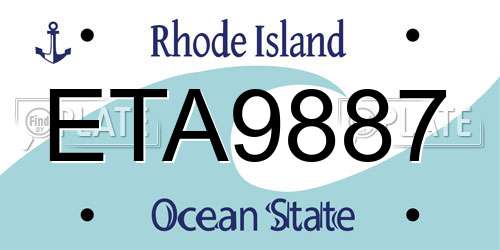 ETA9887 Rhode Island License Plate